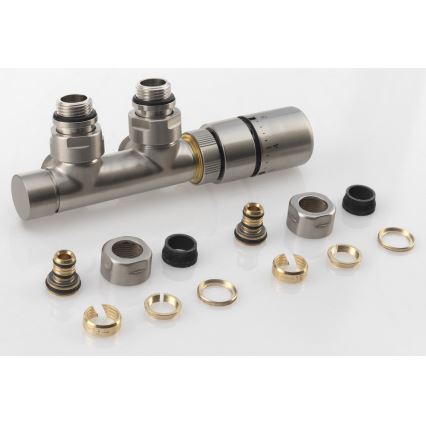 Sapho - Thermostatisches Anschlussset TWIN für Mittelanschluss, mattierter Edelstahl