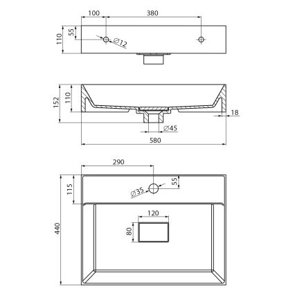 Sapho - Vasque à poser GODIVA 58 x 44 cm marbre/blanc