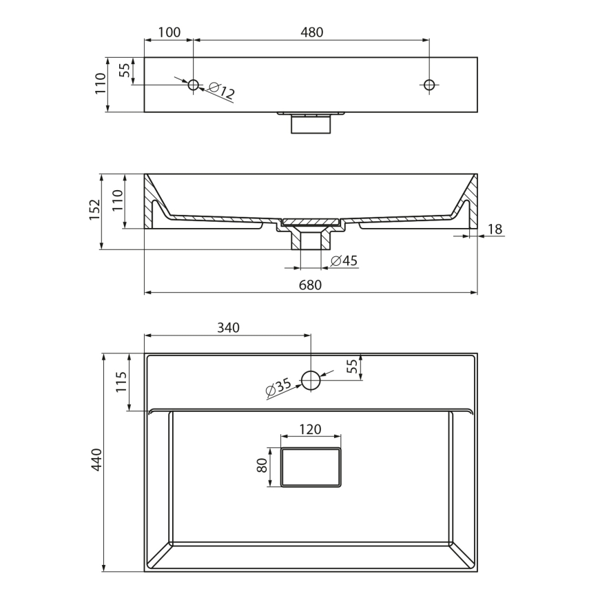 Sapho - Vasque à poser GODIVA 68x44 cm marbre/blanc