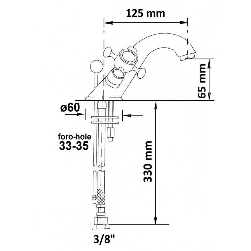 Sapho - Waschtischarmatur mit Ablaufgarnitur ANTEA in Gold