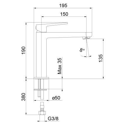 Sapho - Waschtischarmatur TURSI 19 cm glänzender Chrom