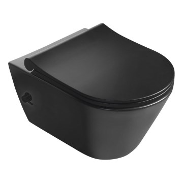 Sapho - WC sospeso con doccetta bidet in ceramica, nero opaco