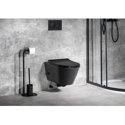 Sapho - WC sospeso con doccetta bidet in ceramica, nero opaco
