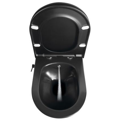 Sapho - WC sospeso con doccetta bidet in ceramica, nero opaco