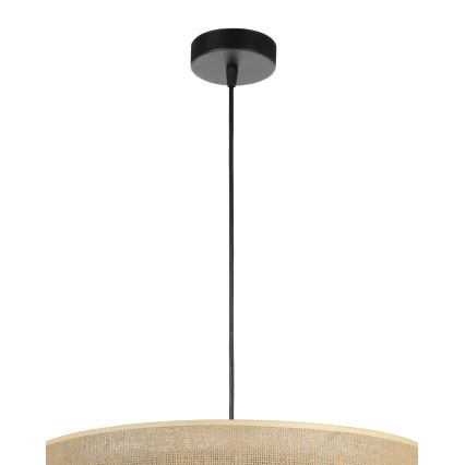 SARTA Hängeleuchte an Seil 1xE27/60W/230V Ø 45 cm schwarz/jute