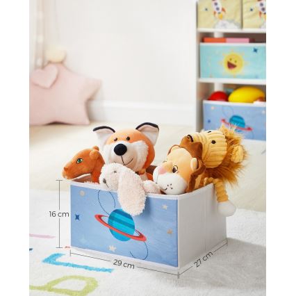 Scaffale contenitore per bambini con scatole in tessuto ANET blu/bianco