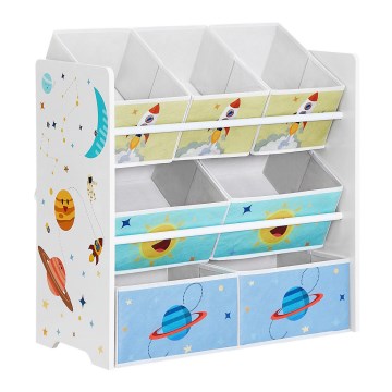 Scaffale contenitore per bambini con scatole in tessuto ANET blu/bianco