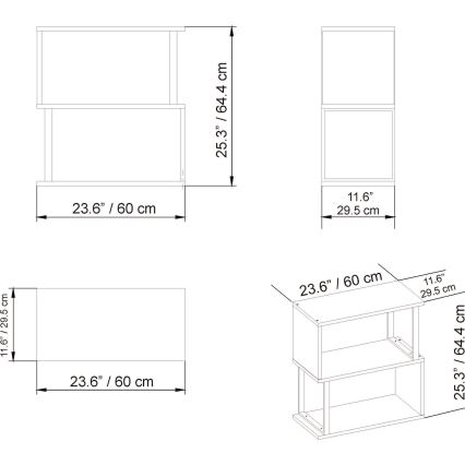 Scaffale LIMA 64x60 cm bianco/marrone
