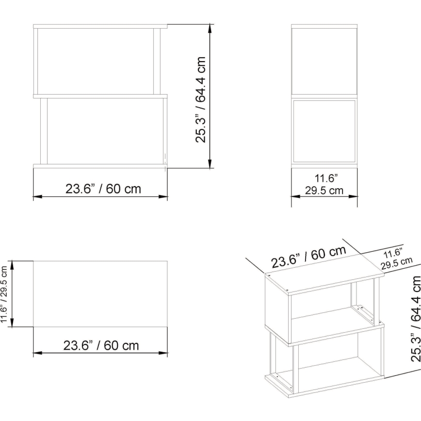 Scaffale LIMA 64x60 cm bianco/marrone