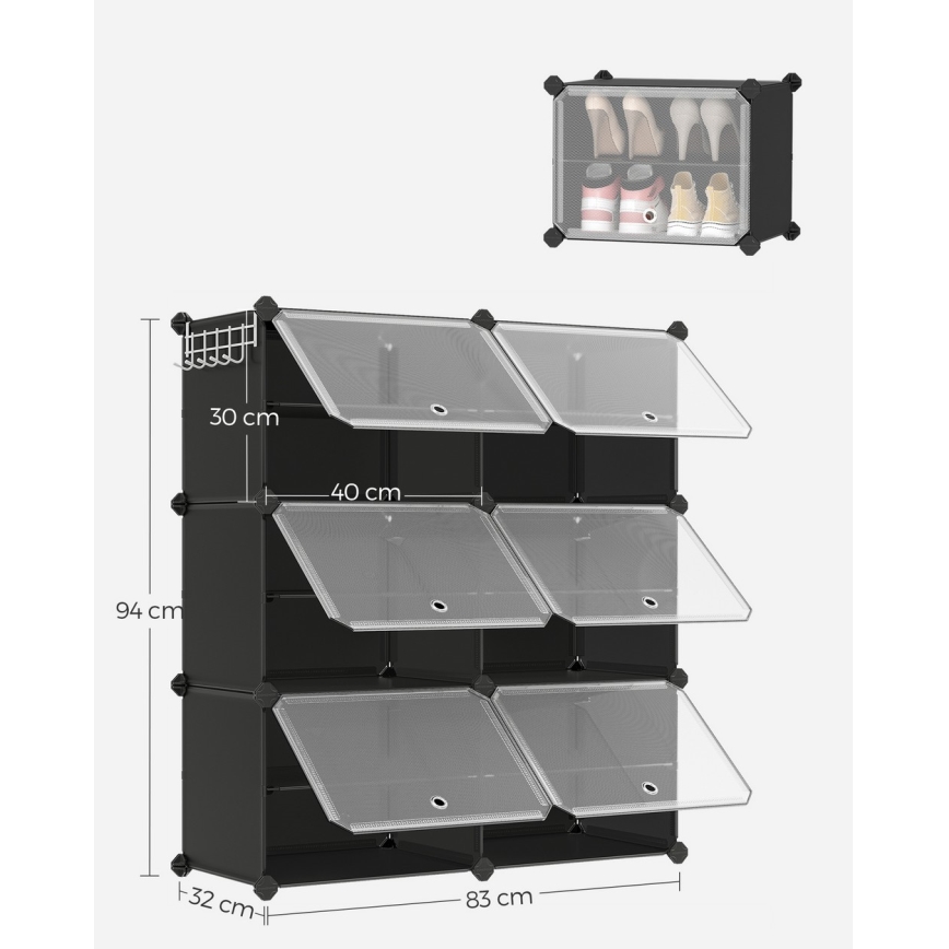 Scaffale modulare con scomparti BOXIFY, nero