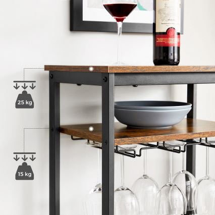 Scaffale multiuso per bottiglie di vino e calici NAVARO marrone/nero
