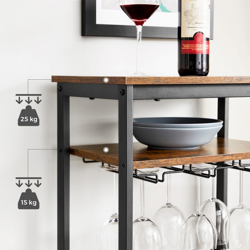 Scaffale multiuso per bottiglie di vino e calici NAVARO marrone/nero