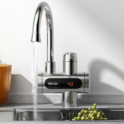Scaldabagno istantaneo con LED display 3000W/230V IPX4 acciaio inossidabile
