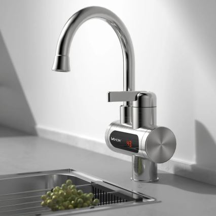 Scaldabagno istantaneo con LED display 3000W/230V IPX4 acciaio inossidabile
