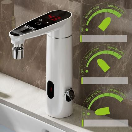 Scaldabagno istantaneo touch con sensore e LED display 3000W/230V IPX4 bianco
