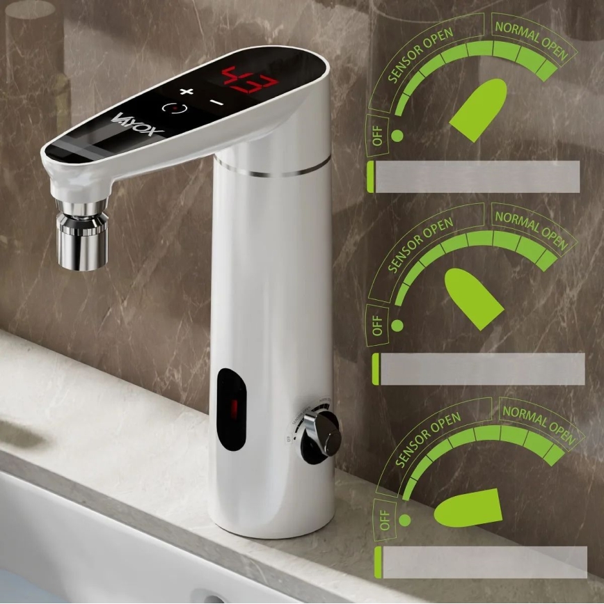 Scaldabagno istantaneo touch con sensore e LED display 3000W/230V IPX4 bianco