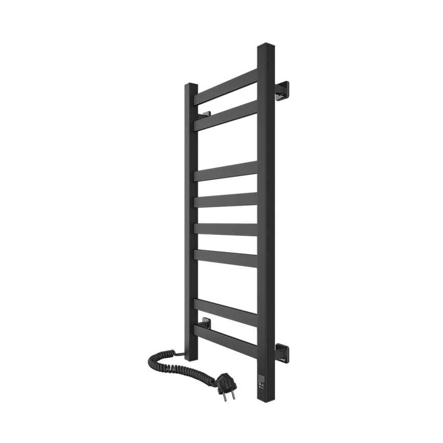 Scalda asciugamani a scaletta per bagno AVANGARD con termostato — 251 W / 230 V, 80,6 cm, IP44, nero, sinistro, profilo quadrato