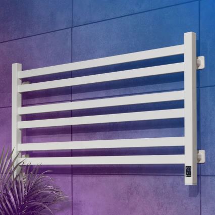 AVANGARD Scaldasalviette da bagno con termostato – 316 W / 230 V, 50,6 cm, IP44, bianco, sinistro, profilo quadrato