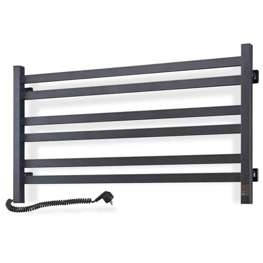 Radiatore scaldasalviette a scala per bagno AVANGARD con termostato, 316 W / 230 V, 50,6 cm, IP44, nero, sinistro, profilo quadrato