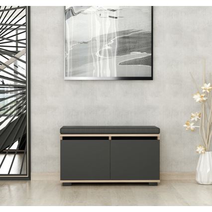 Scarpiera DRAGO 42x80 cm nero/noce