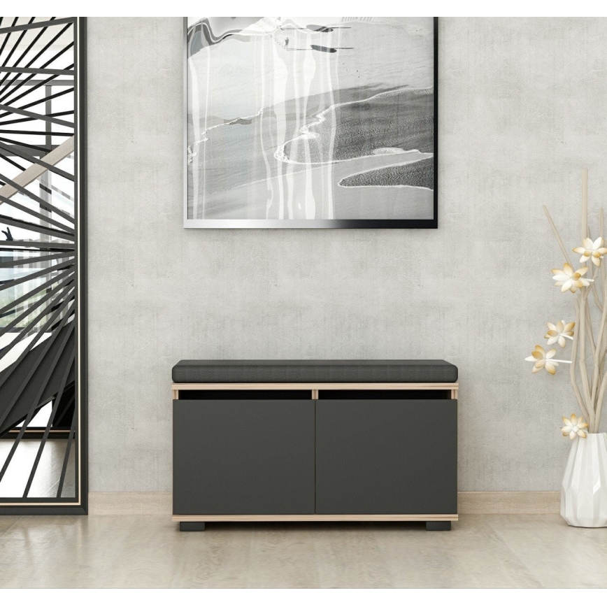 Scarpiera DRAGO 42x80 cm nero/noce