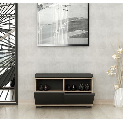 Scarpiera DRAGO 42x80 cm nero/noce