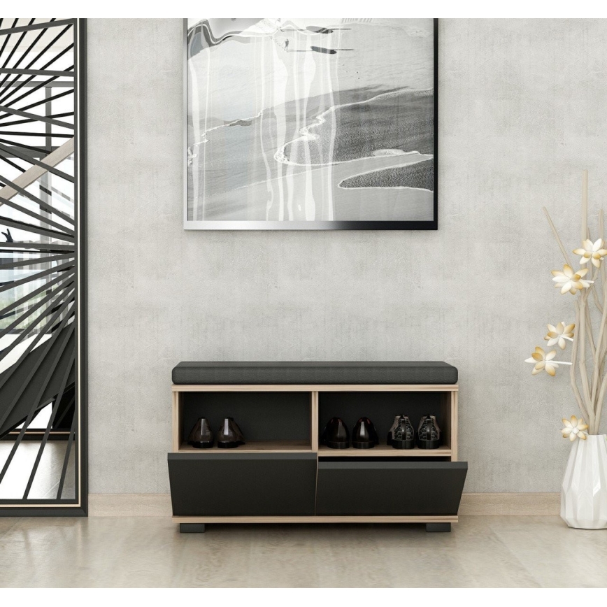 Scarpiera DRAGO 42x80 cm nero/noce