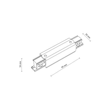 Schienensystem Endkappe mit Stromanschluss 3-phasig TRACER gerade schwarz