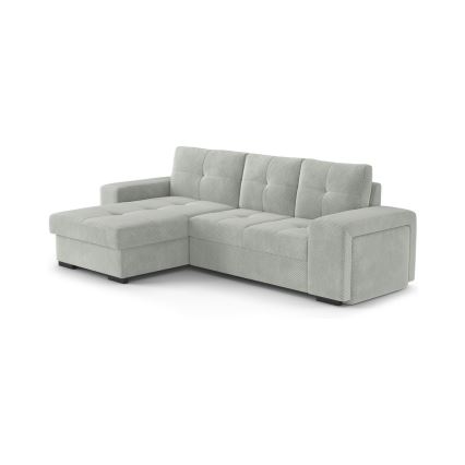 Schlafsofa mit Stauraum und Hocker PALERMO, hellgrau, links