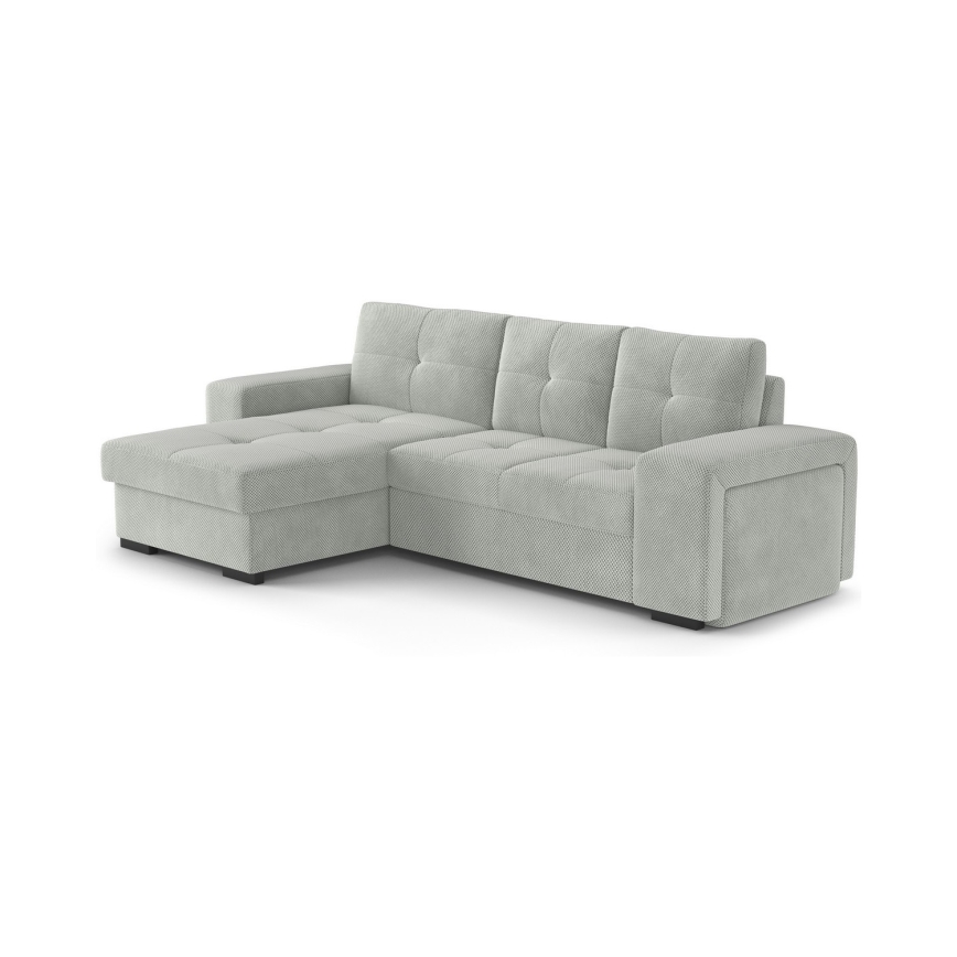 Schlafsofa mit Stauraum und Hocker PALERMO, hellgrau, links