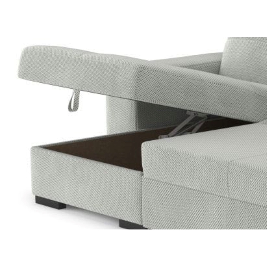 Schlafsofa mit Stauraum und Hocker PALERMO, hellgrau, links