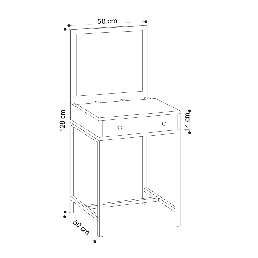 Schminktisch MARY 128x50 cm braun/schwarz
