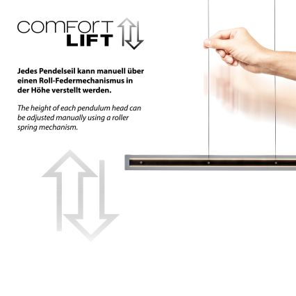 Schöner Wohnen 11316-18 - LED-dimmbare Pendelleuchte mit Seilabhängung LENA, 32 W, 230 V, 105 cm, schwarz