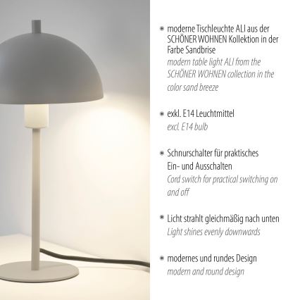 Schöner Wohnen 11726-39 - Tischlampe ALI 1xE14/15W/230V grau