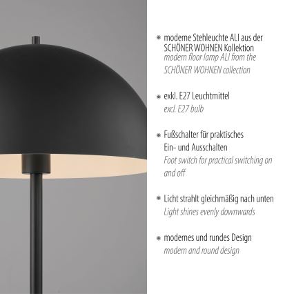 Schöner Wohnen 11727-18 - Stehleuchte ALI 1xE27/25W/230V schwarz