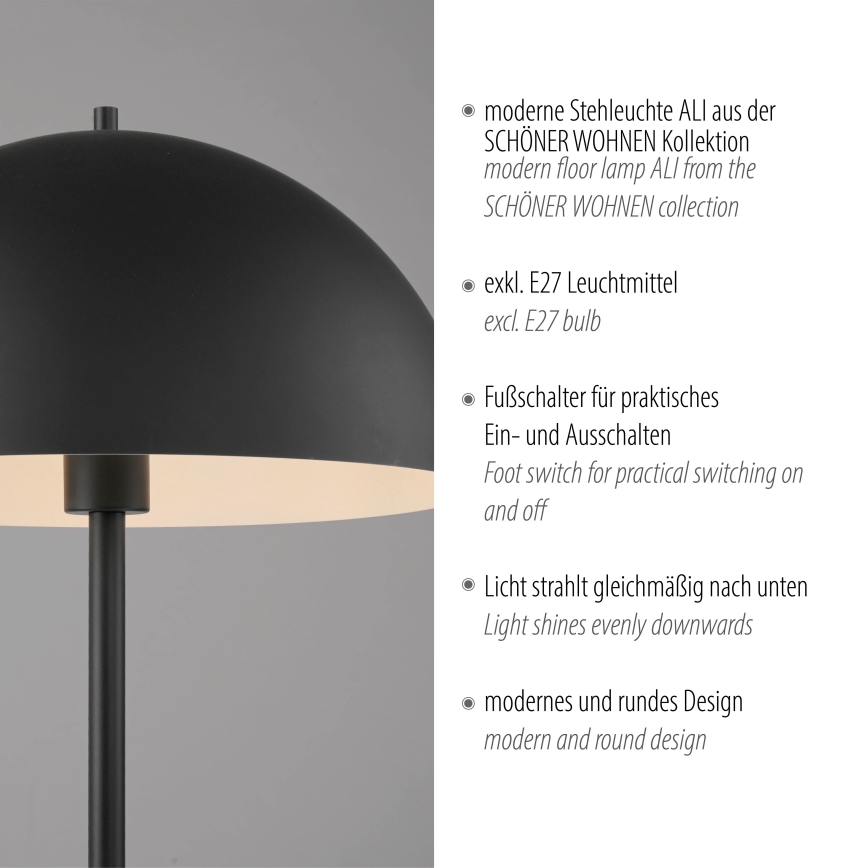Schöner Wohnen 11727-18 - Stehleuchte ALI 1xE27/25W/230V schwarz
