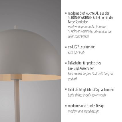 Schöner Wohnen 11727-39 - Stehleuchte ALI 1xE27/25W/230V grau