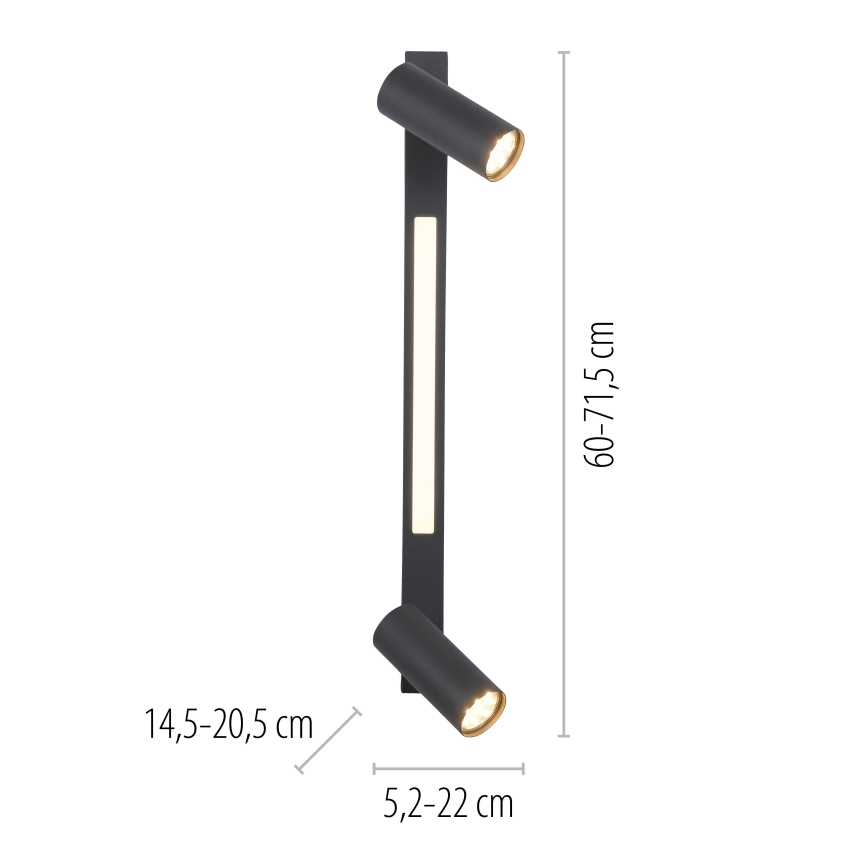 Schöner Wohnen 11793-18 - Spot LED DANTE 2xGU10/10W/230V + LED/7,2W noir