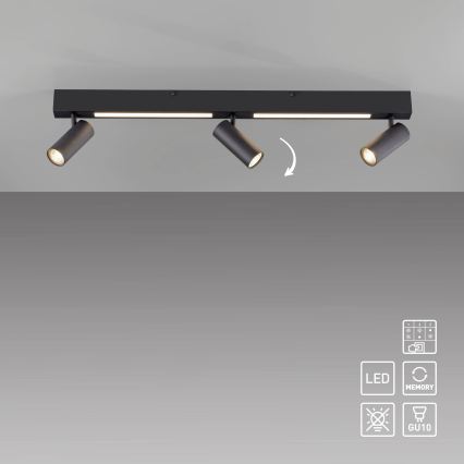 Schöner Wohnen 11794-18 - Faretto LED DANTE 3x GU10/10W/230V + LED/14,4W nero