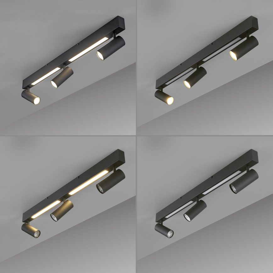 Schöner Wohnen 11794-18 - Faretto LED DANTE 3x GU10/10W/230V + LED/14,4W nero