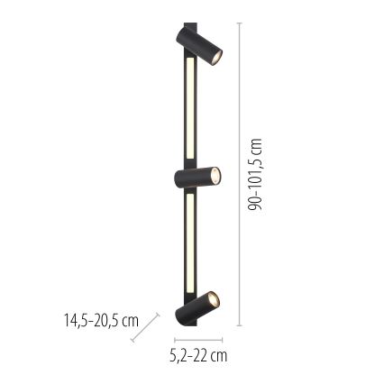 Schöner Wohnen 11794-18 - Faretto LED DANTE 3x GU10/10W/230V + LED/14,4W nero