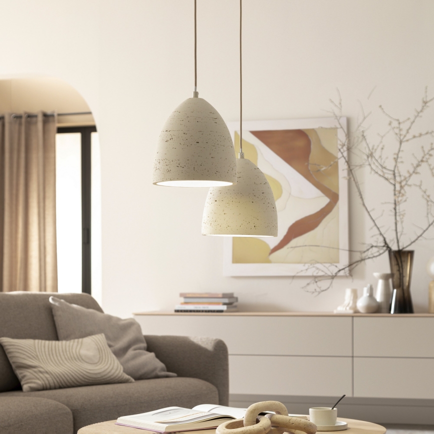 Schöner Wohnen 12540-42 - Suspension à câble TRAVENTA 1xE27/40W/230V Ø 21 cm béton