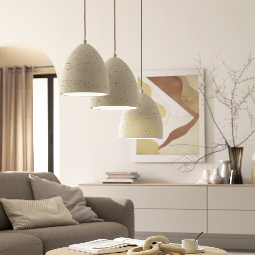 Schöner Wohnen 12541-42 - Lampada a sospensione su cavo TRAVENTA 3xE27/40W/230V in cemento
