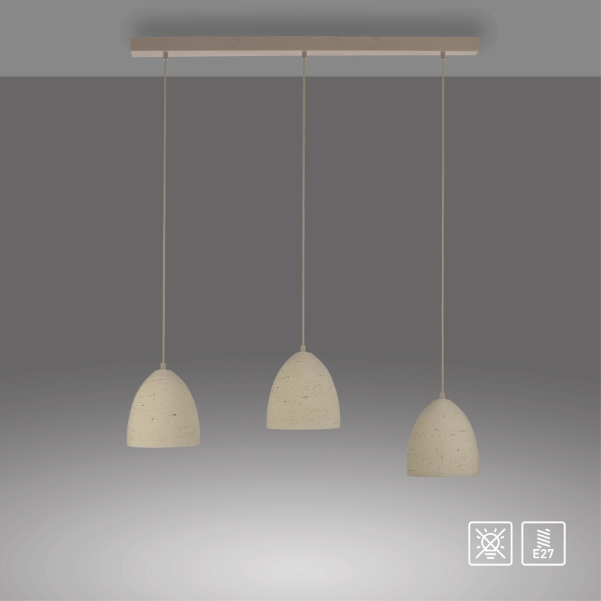 Schöner Wohnen 12541-42 - Lampada a sospensione su cavo TRAVENTA 3xE27/40W/230V in cemento