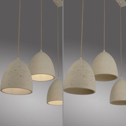 Schöner Wohnen 12541-42 - Lampada a sospensione su cavo TRAVENTA 3xE27/40W/230V in cemento