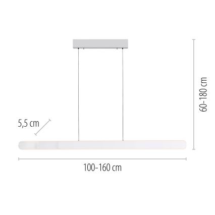 Schöner Wohnen 12577-16 - LED dimmbare Pendelleuchte mit Seilaufhängung ADRIANA ROUND 2xLED/24W/230V 2700/3000/3500/4000/5000K 160 cm weiß