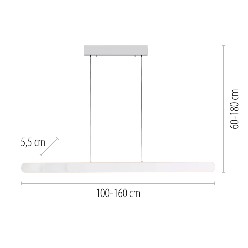 Schöner Wohnen 12577-16 - LED dimmbare Pendelleuchte mit Seilaufhängung ADRIANA ROUND 2xLED/24W/230V 2700/3000/3500/4000/5000K 160 cm weiß