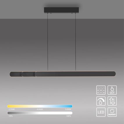 Schöner Wohnen 12577-18 - LED dimmbare Pendelleuchte an Drahtseil ADRIANA ROUND 2xLED/24W/230V 2700/3000/3500/4000/5000K 160 cm schwarz