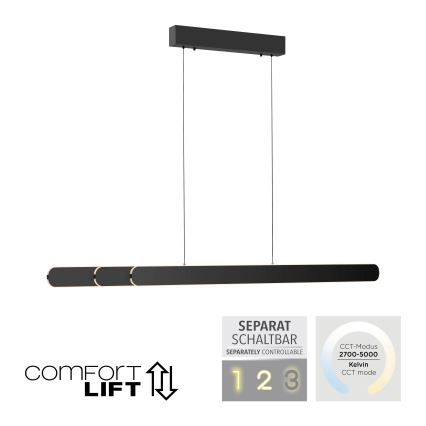 Schöner Wohnen 12577-18 - LED dimmbare Pendelleuchte an Drahtseil ADRIANA ROUND 2xLED/24W/230V 2700/3000/3500/4000/5000K 160 cm schwarz