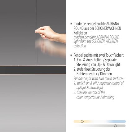 Schöner Wohnen 12577-18 - Lampadario a sospensione dimmerabile ADRIANA ROUND 2xLED/24W/230V 2700/3000/3500/4000/5000K nero